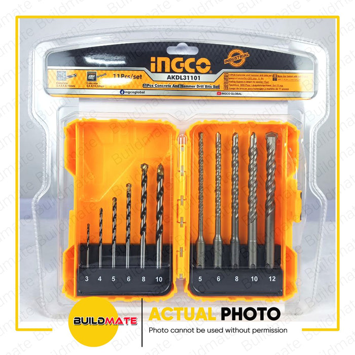 INGCO Concrete and Hammer Drill Bits Set 11PCS/SET AKDL31101  •BUILDMATE• IHT