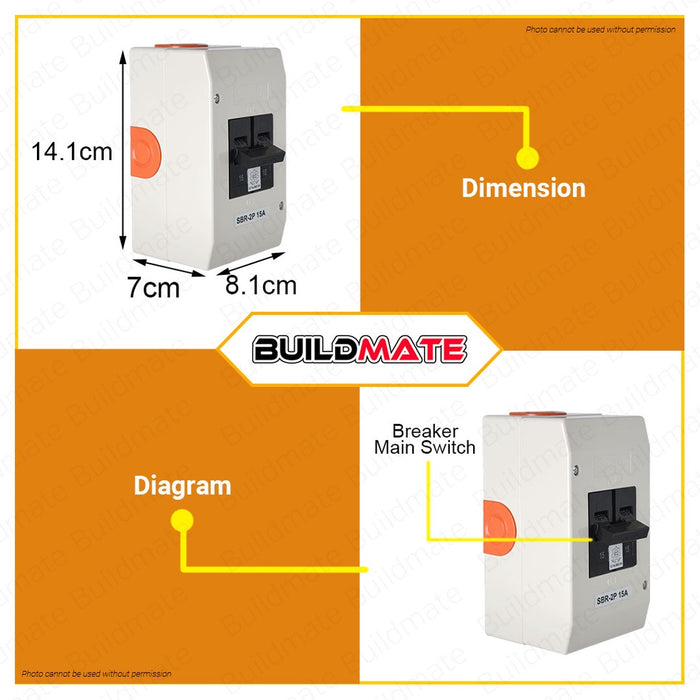 OMNI Electrical Safety Breaker Regular SBR-2P 15A 20A 30A 50A 60A SOLD PER PIECE •BUILDMATE•