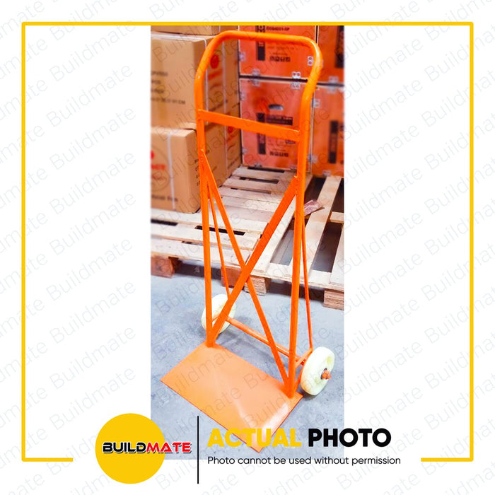 KARTILYA Orange Hand Push Cart Trolley 6" Black Rubber Wheels | White Nylon Wheels •BUILDMATE•
