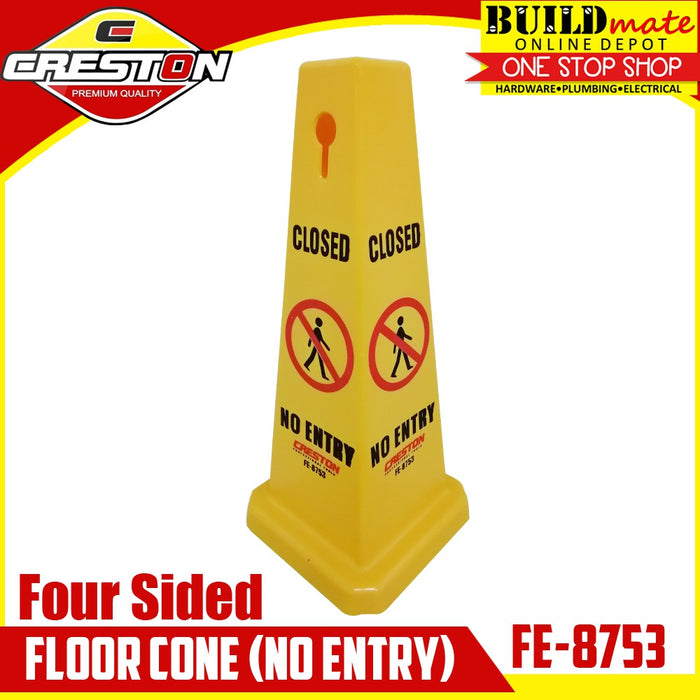 CRESTON Four Sided Floor Sign Cone No Entry / Wet Floor Sign FE-8753 FE-8757 •BUILDMATE•
