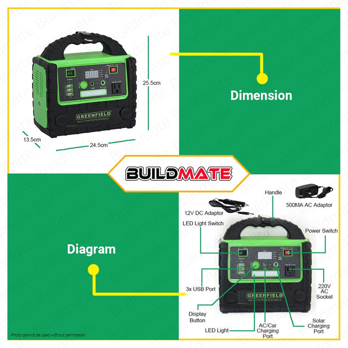 GREENFIELD Portable Power Station Inverter Supply Bank Generator 200W GPS200W •BUILDMATE•