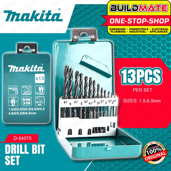 MAKITA Drill Bit Set 13 PCS/SET 1.5-6.5mm D-54075 •BUILDMATE•