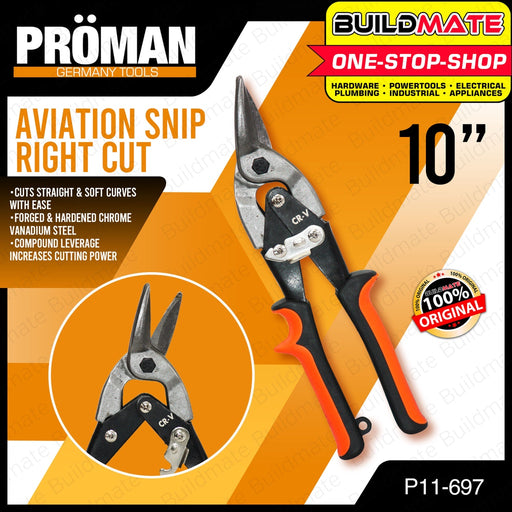 PROMAN GERMANY Aviation Snip 10 Inches 10" STRAIGHT RIGHT LEFT SOLD PER PIECE •BUILDMATE•