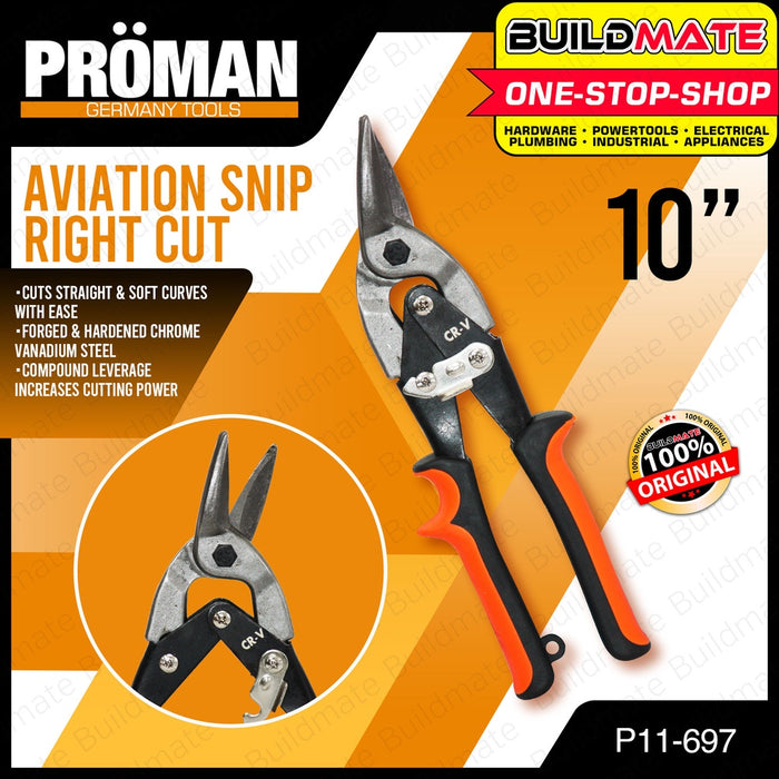 PROMAN GERMANY Aviation Snip 10 Inches 10" STRAIGHT RIGHT LEFT SOLD PER PIECE •BUILDMATE•