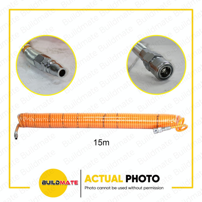 HOTECHE Air Recoil Hose with Japan Style Quick Coupler 15m HTC-A831826J •BUILDMATE•