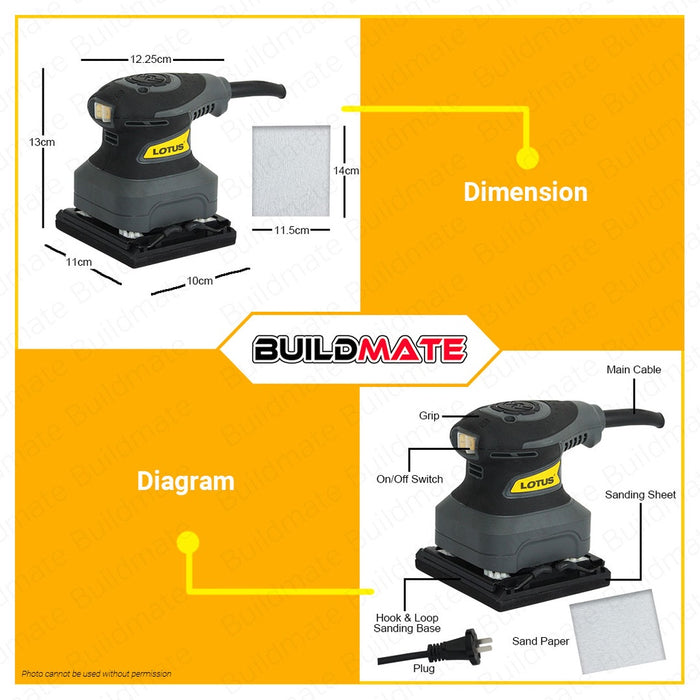 LOTUS Sheet Finish Palm Sander 260W 110x100mm LTSS2600X •BUILDMATE• LPT LUTOS