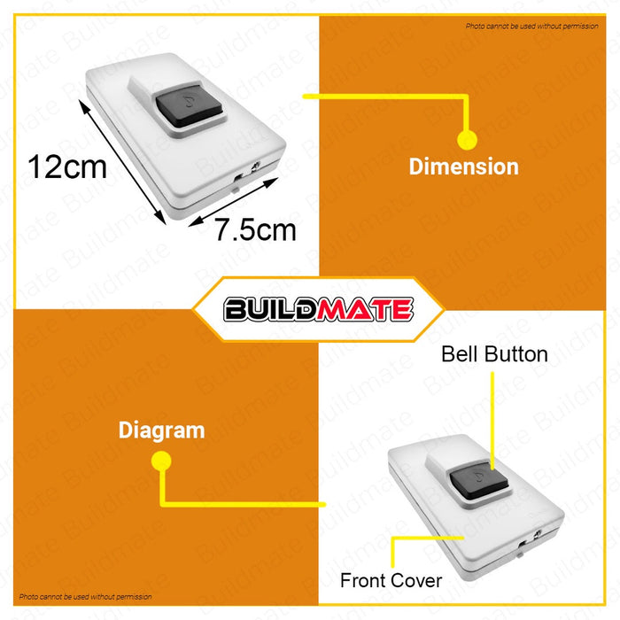 OMNI Weatherproof Door Bell Switch Doorbell WPB-603 •BUILDMATE•