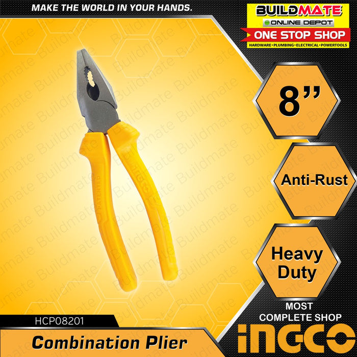 BUILDMATE Ingco 7" / 8" Inch Combination Pliers Cr-V Lineman's Tools Electricians Wire Stripping Plier HCP08181 HCP08201 IHT