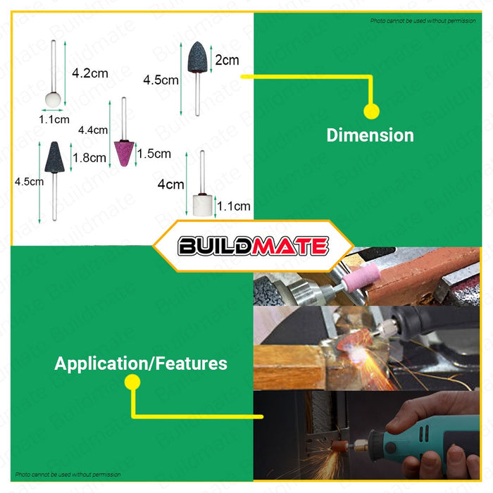 HOYOMA JAPAN Mounted Stone for Mini Rotary Die Grinder 5 PCS/SET H-MS12 •BUILDMATE•