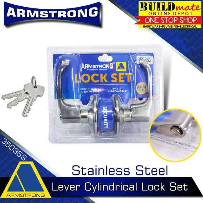 ARMSTRONG Lever Cylindrical Door Knob Lock Set Stainless Steel 3503SS