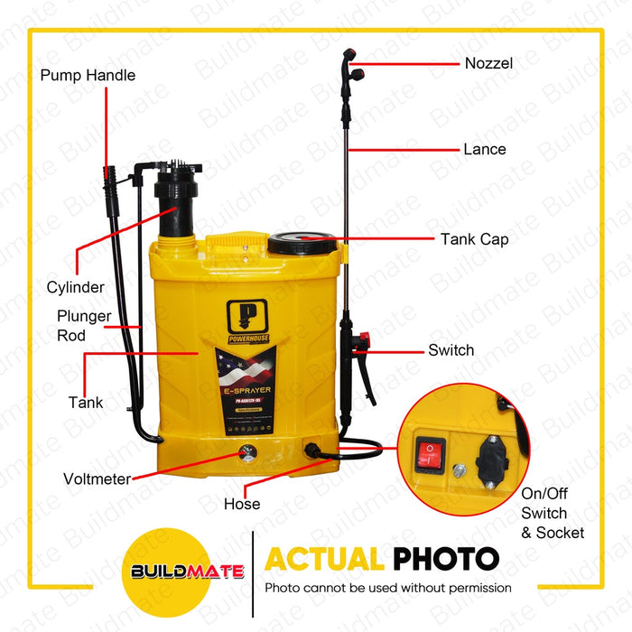 POWERHOUSE 2 IN 1 Knapsack Dual Sprayer Battery Operated Sprayer 18 LITERS PH-AGRI12V-18L •BUILDMATE• PHPT