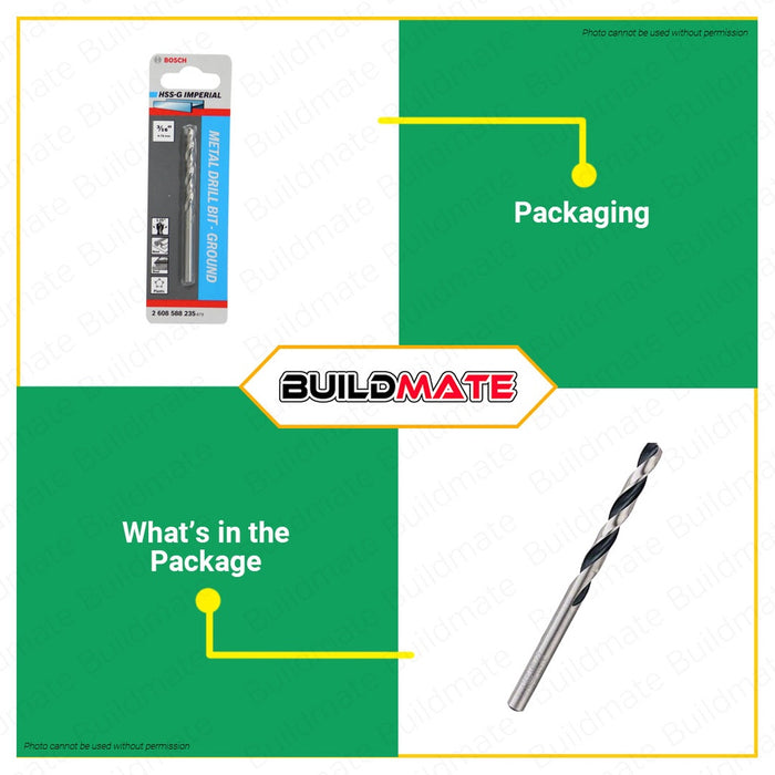 BOSCH Metal Twist Drill Bit - Ground HSS-G 5/64" - 1/2" Inch for Rotary Drills & Drivers Solid Drilling •BUILDMATE• BAX