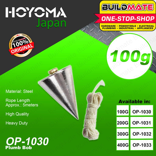 HOYOMA JAPAN Steel Plumb Bob 100g 200g 300g 400g •BUILDMATE• HYMHT