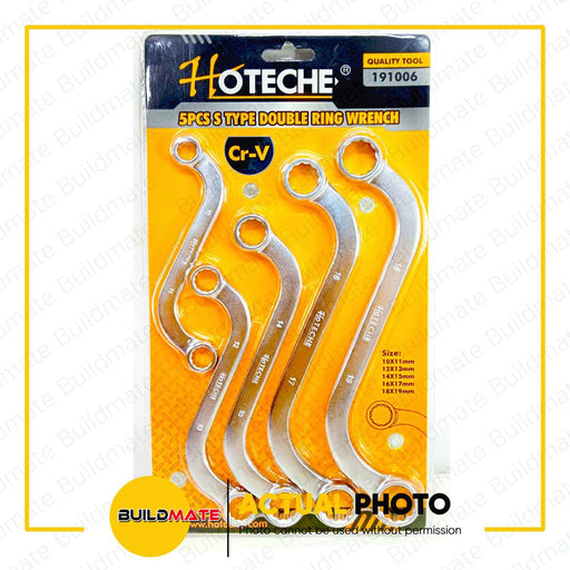 HOTECHE 5PCS/SET S Type Double Ring Wrench Cr-V 191006 •BUILDMATE•