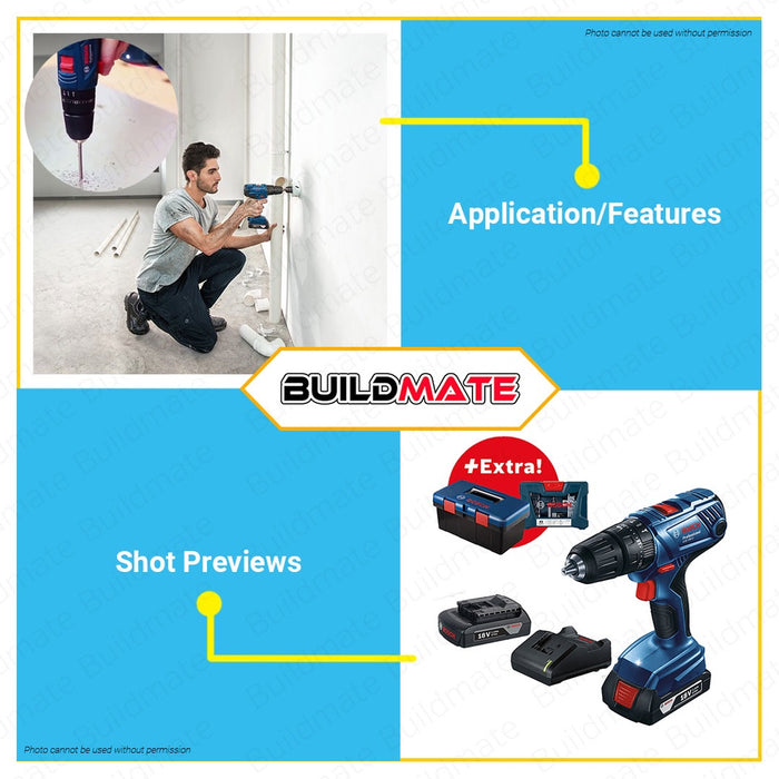 COMBO BOSCH Cordless Percussion Screwdriver Hammer Impact Drill 06019F83K2 KIT Tool Box Case BLC