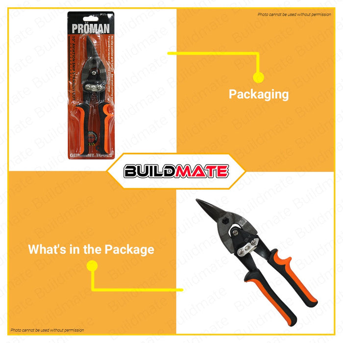 PROMAN GERMANY Aviation Snip 10 Inches 10" STRAIGHT RIGHT LEFT SOLD PER PIECE •BUILDMATE•