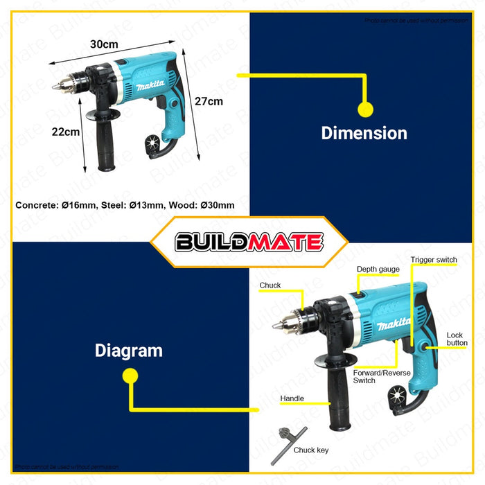 MAKITA Original Impact Drill 710W HP1630 •BUILDMATE•