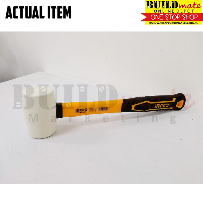 INGCO Rubber Mallet Hammer WHITE Fiberglass Handle  •BUILDMATE• IHT