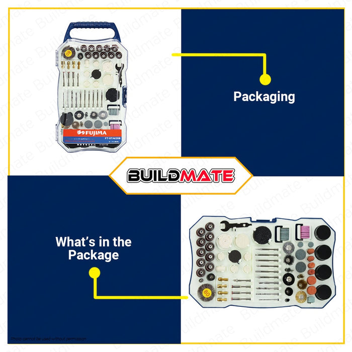 FUJIMA 208 PCS Rotary Tool Kit Accessories for Mini Drill Rotary Die Grinder FT-RTAK208 •BUILDMATE•