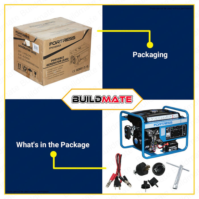 FORTRESS Portable Gasoline Power Generator 2400W Surge Output FPG3500EX 100% ORIGINAL •BUILDMATE•