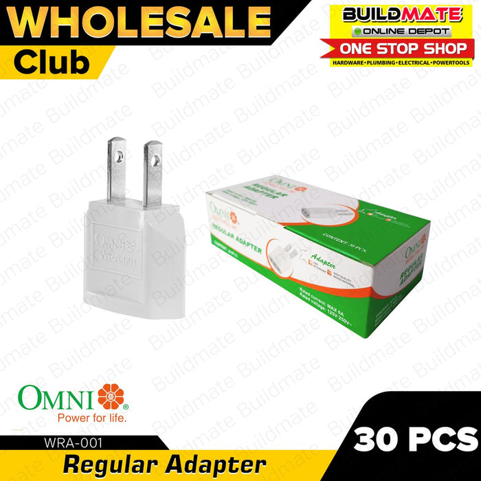 [WHOLESALE] (30PCS) OMNI Regular Adapter 6A 250V WRA-001 •BUILDMATE•