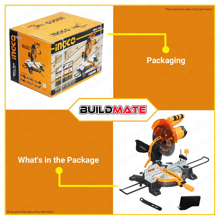 Ingco Miter Mitre Saw Cutting 10" inches 1800W BMS18007 100% ORIGINAL / AUTHENTIC •BUILDMATE• IPT