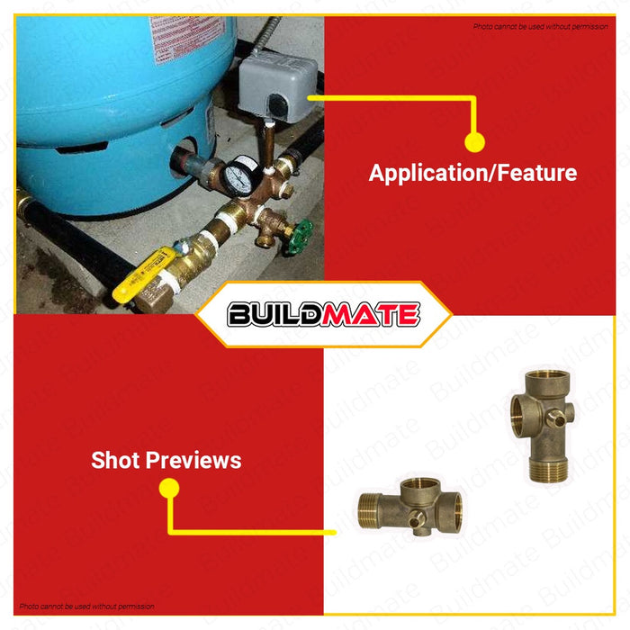 BUILDMATE Benelli / Dayuan Five (5) Way Water Tank Pump Plumbing Connector Adaptor Copper Cross Pipe Fitting  DY-CFW5