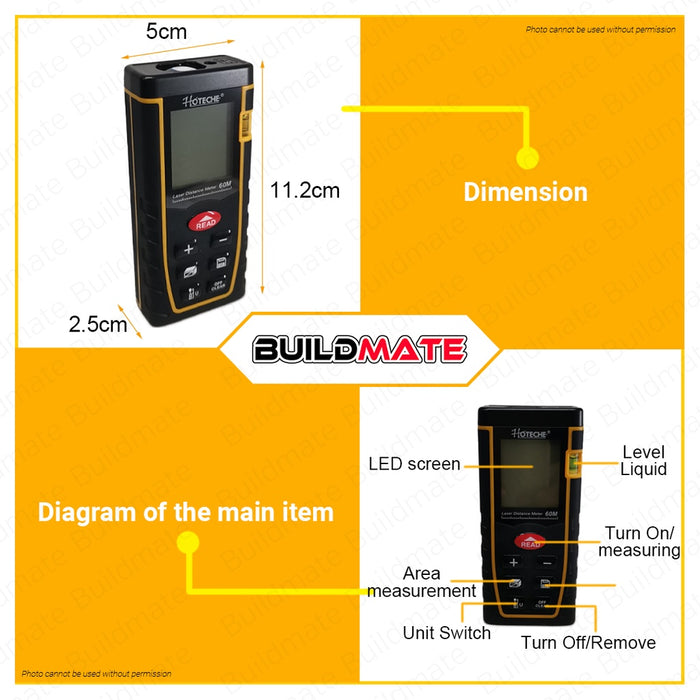 Hoteche Laser Digital Multimeter 60m HTC-284902 •BUILDMATE•