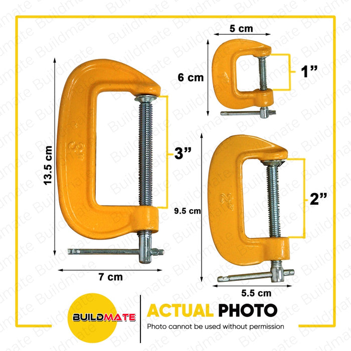 HOTECHE 3 PCS Light G-Clamp Set HTC-290501 •BUILDMATE•