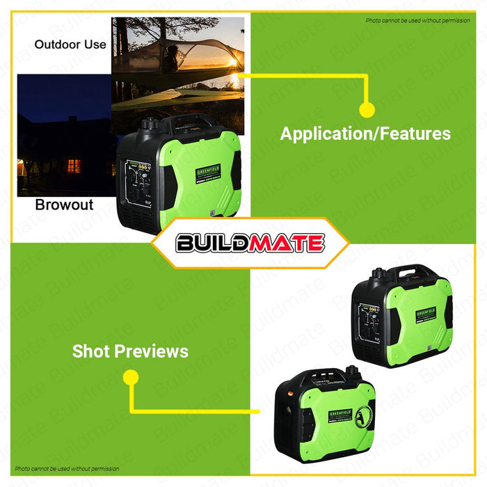 GREENFIELD Inverter Gasoline Generator GENSET 2000W 60HZ SMART RPM GFK2000IS •BUILDMATE•