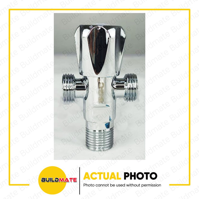 BUILDMATE SGC 3 Way Angle Valve 1/2" x 1/2" x 1/2" Stainless Steel Plumbing Diverter Water Multi Port Manual Control Valve SGC-8002