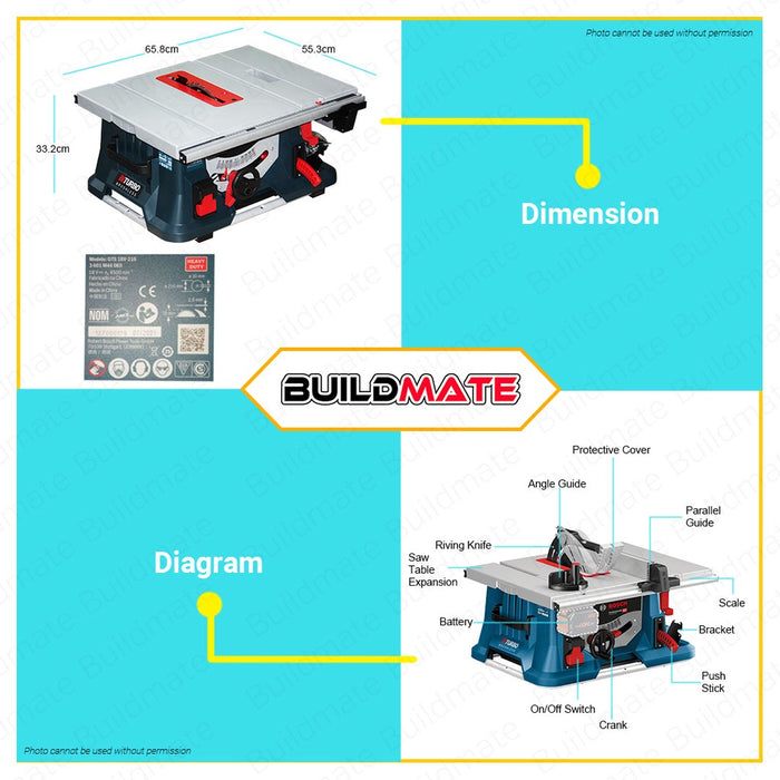 BOSCH Professional Cordless Lithium Ion Li-Ion Table Saw 18V GTS 18V-210 0601B440K0 •BUILDMATE• BLC