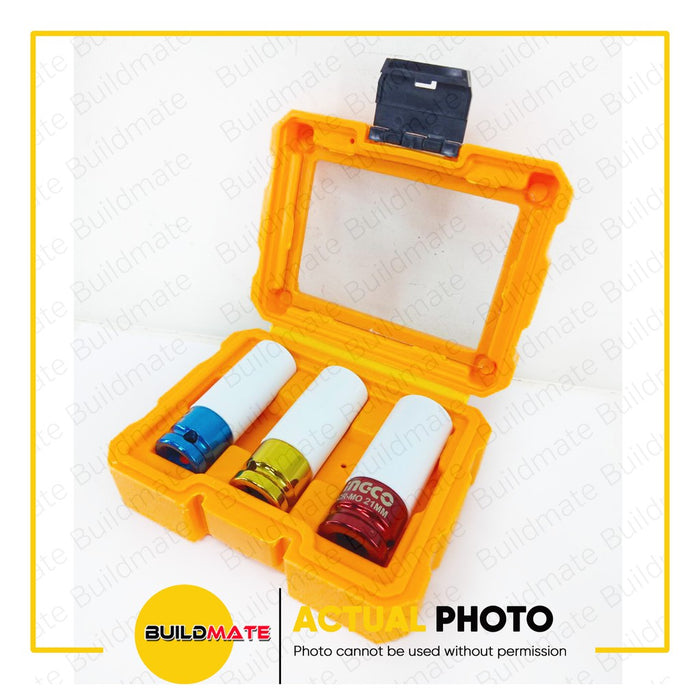 INGCO 1/2" Non-Marring Lug Nut Socket Set 3PCS/SET HNMLNS031 •BUILDMATE• IHT