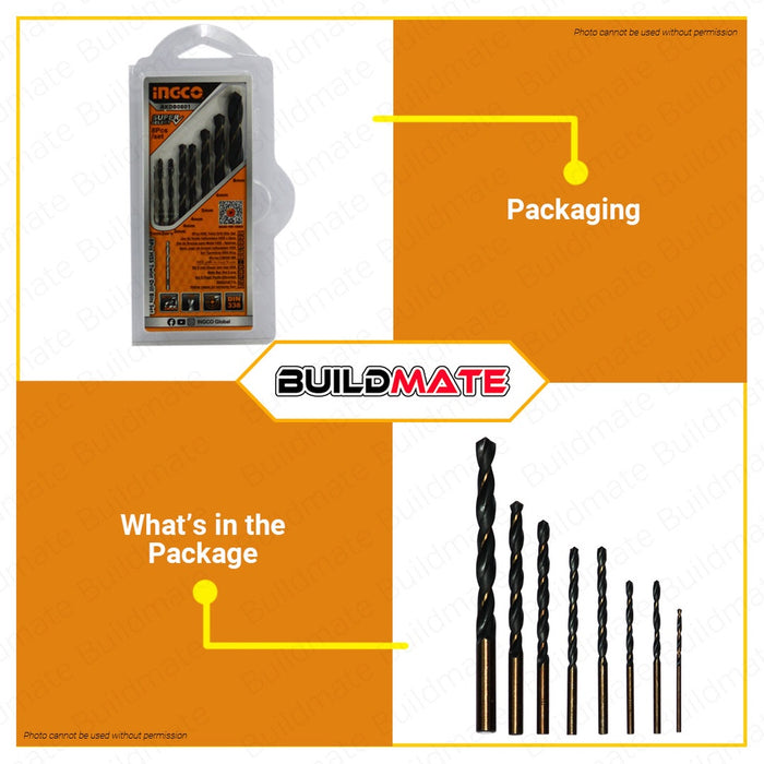 INGCO 8 PCS HSS Twist Drill Bits Set SUPER SELECT AKDB0801 •BUILDMATE• HT2