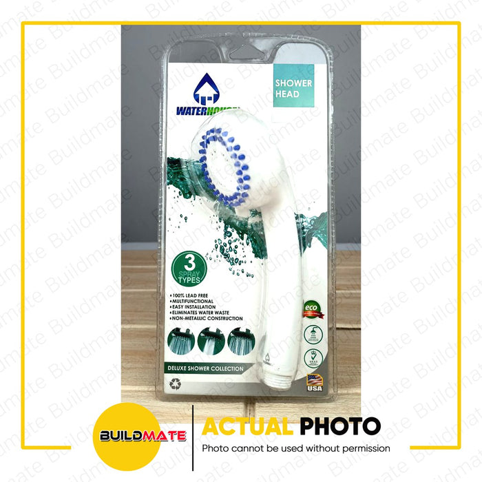 WATERHOUSE by POWERHOUSE ABS 3 Function Single Shower Head WHITE P102-1 •BUILDMATE• PHWH