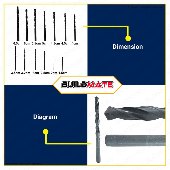 MAKITA Drill Bit Set 13 PCS/SET 1.5-6.5mm D-54075 •BUILDMATE•