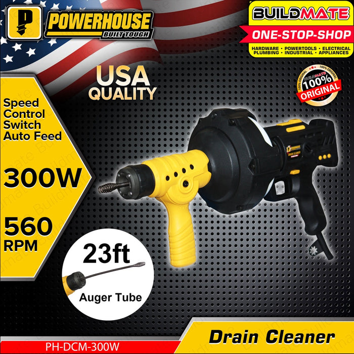 POWERHOUSE Drain Cleaner 300W With 23ft Auger Tube Handheld Electric D ...