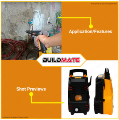 BUILDMATE Ingco 1200W / 1400W High Pressure Washer 1300psi Heavy Duty Car Wash Power Water Cleaner Sprayer For Home Use HPWR12008P / HPWR14008GP - IPT