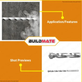 WADFOW 5PCS/SET Masonry Drill Bits For Concrete 4mm To 10mm Carbide Tip WMJ2K01 •BUILDMATE• WHT
