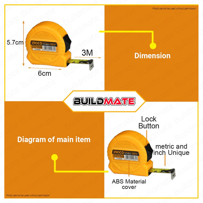 INGCO Steel Measuring Tape 3M | 5M | 8M With Metric And Inch SUPER SELECT [SOLD PER PIECE] HT2