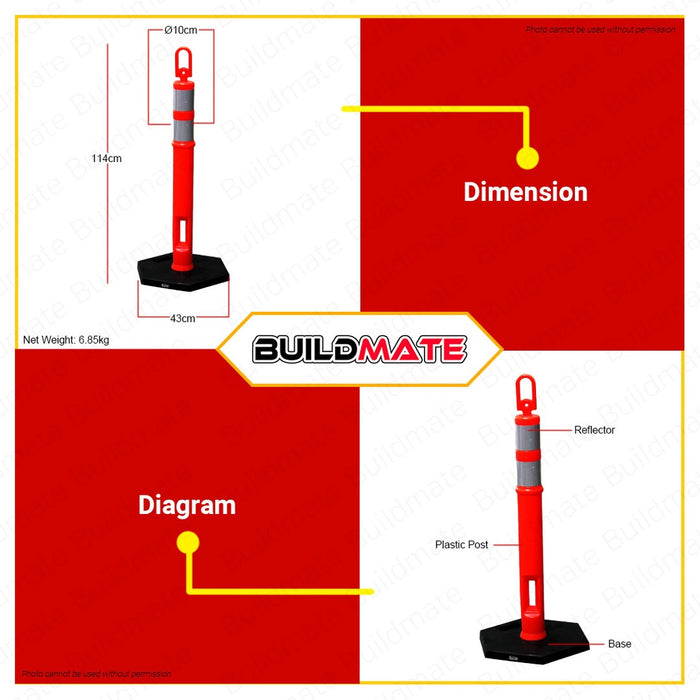 CRESTON Traffic Reflectorized Post Pole Plastic 1100mm FE-8834 100% ORIGINAL / AUTHENTIC •BUILDMATE•
