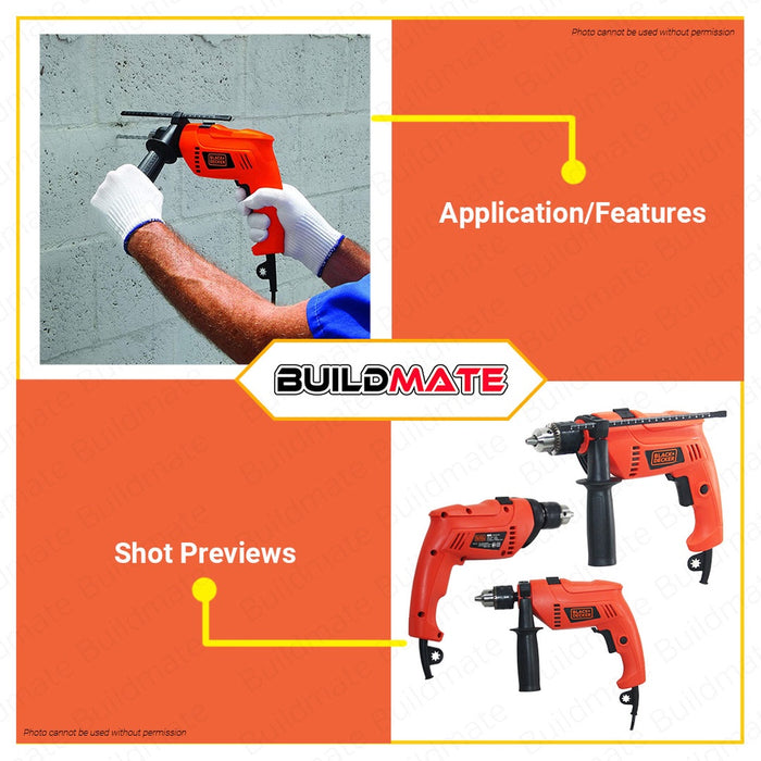 [10.10 BEST SELLER] Black & Decker Hammer Impact Drill 13mm 550W with Case HD555K-B1 •BUILDMATE•