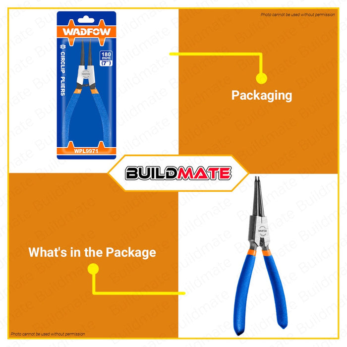 WADFOW Circlip Pliers 7" Straight Head External Circlip Plier Carbon Steel WPL9971 •BUILDMATE• WHT