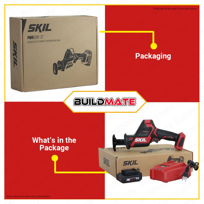 SKIL Cordless Reciprocating Saw BL 12V PWR CORE 12 RS5828C-10 with Battery and Charger •BUILDMATE•