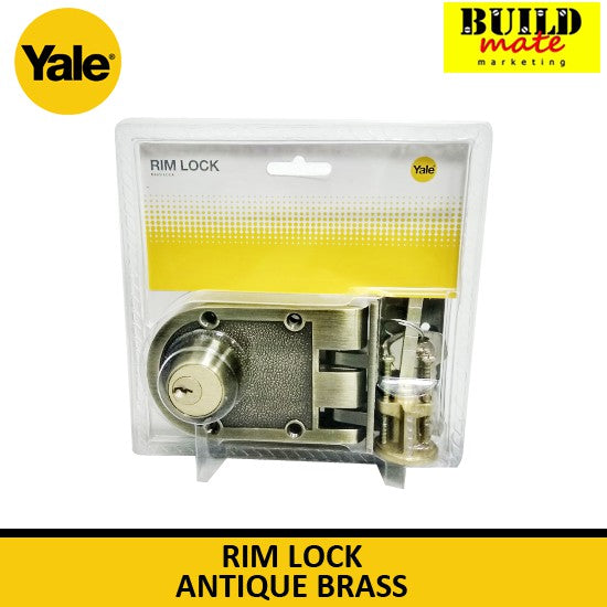 YALE Rim Lock Antique Brass V198-1/4 AB •BUILDMATE•
