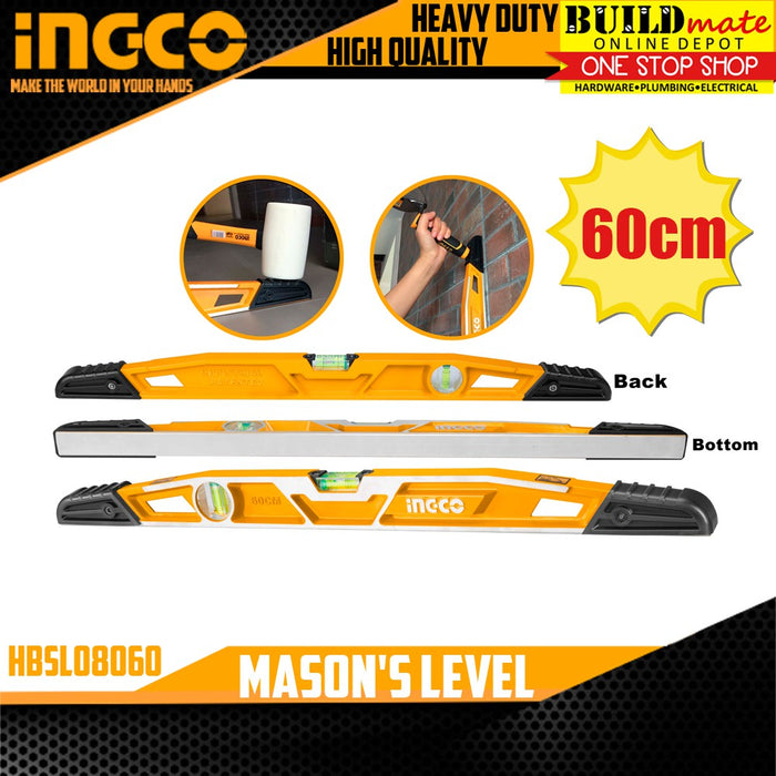INGCO Mason's Level 60cm / 0.79 kg Aluminum Alloy with 0.5mm/m Accuracy HBSL08060 •BUILDMATE• IHT
