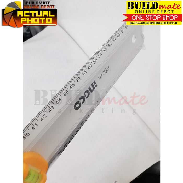 INGCO Ruler with Handle Aluminum Ruler with Spirit Level 60cm Bubble Spirit HAR01060 •BUILDMATE• IHT