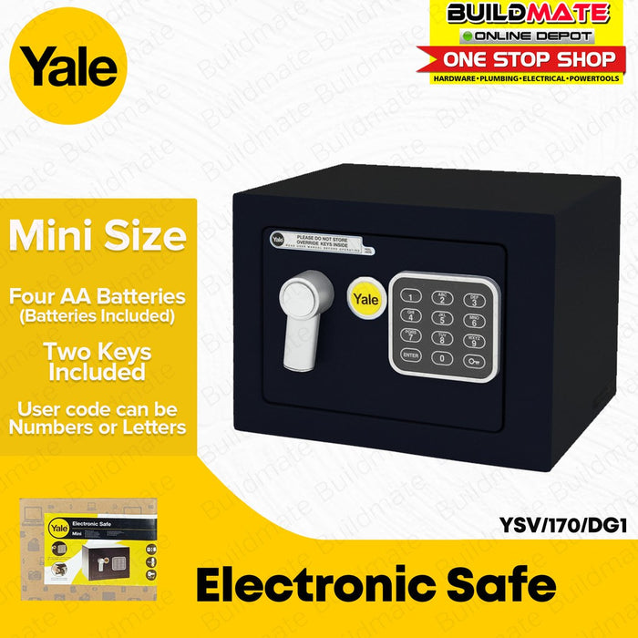 Mini Syfe YALE Mini Electronic Value Safe YSV-170-DB1 BLACK | BLUE •BUILDMATE ...