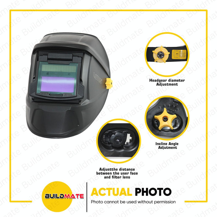 BUILDMATE Lotus Solar Powered Auto Darkening Welding Helmet Mask Iron Man Welder Eyes and Face Safety Protection LTWH300