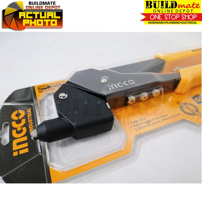 INGCO 360°Swivel Head-Hand Riveter 10.5" Aluminum Steel SHHR106 •BUILDMATE• IHT
